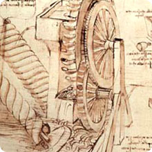 particolare di un progetto idraulico di Leonardo da Vinci